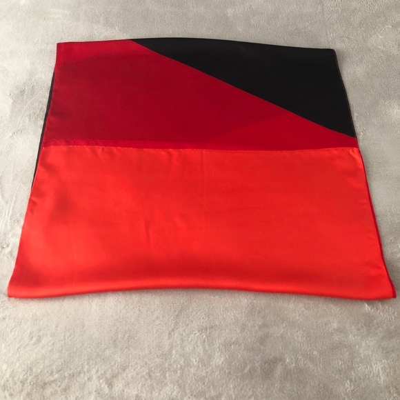 BLACK, RED, ORANGE COLOR BLOCKED SCARF/WRAP - Picture 6 of 7